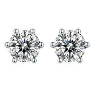 European and American Cross-Border Classic S925 Silver Six-Claw Moissanite Pendant Earrings Seiko Set Bright White Diamond Full of Diamonds