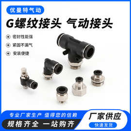 气管快速接头螺纹直通弯头气动接头快插PC4/6/8-02PL外丝弯头气嘴