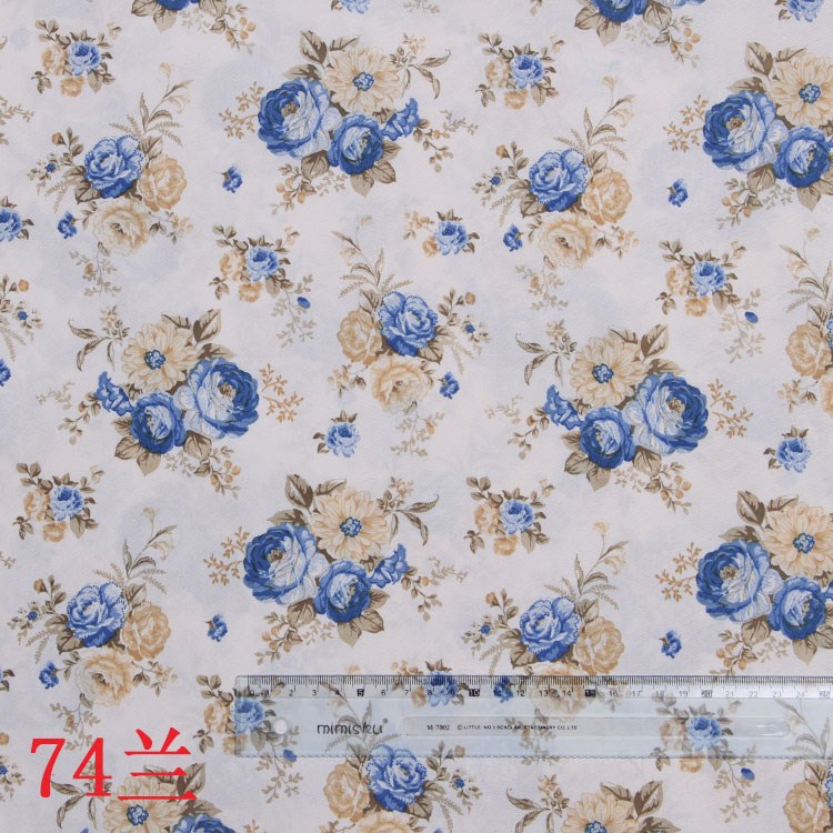 梭织布料厂家长期现货批发天蓝色韩版三色系列装饰布仿棉印花布