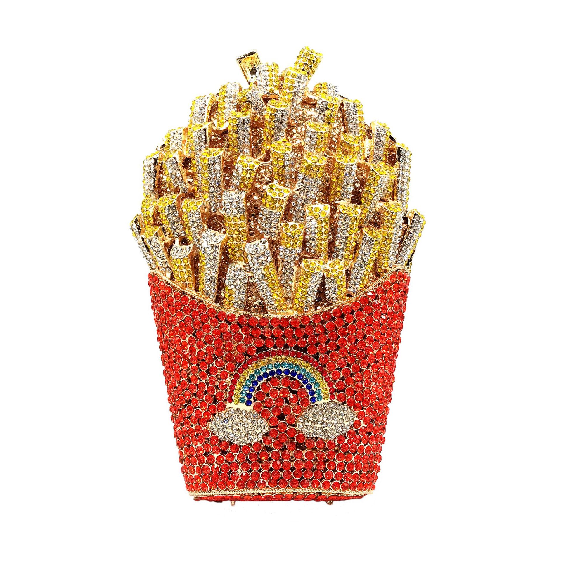 Fritas fritas rhinestone clutch papas fritas bolsas de cena con diamantes huecos bolsas de mano de diamantes
