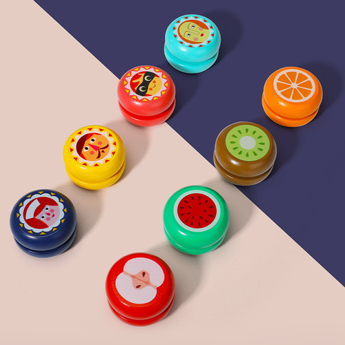 Children's wooden cartoon yo-yo primary school students spin traditional yo-yo yoyo ball boys and girls big children's toys