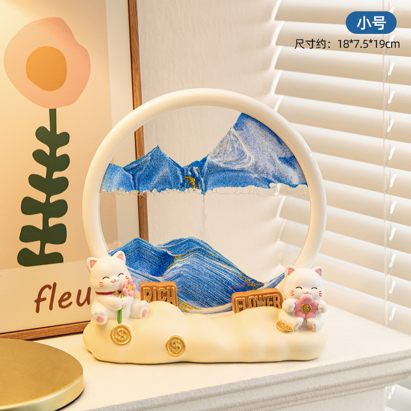 クリエイティブな新しいパンダペンホルダー 3D 流砂絵画リビングルームの装飾オフィスワインキャビネット樹脂装飾品クラフトギフト|undefined