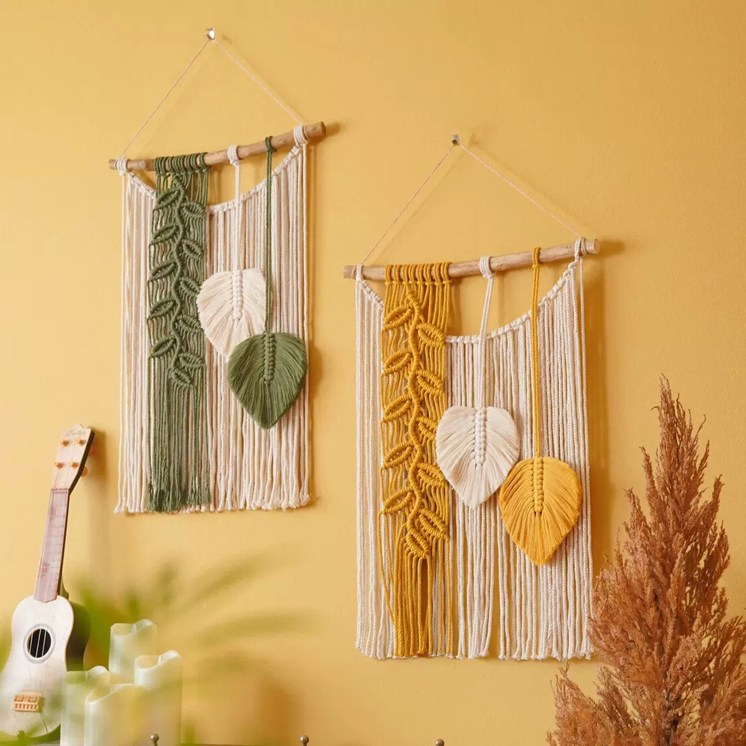 亚马逊家居装饰手工编织树叶壁挂波西米亚壁饰电表箱民宿酒店挂毯