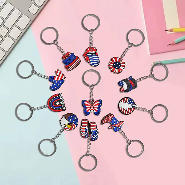 American Independence Day boutique keychain pvc soft glue diy schoolbag key car ornaments accessories cross-border wholesale