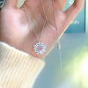 Blue brand cute necklace, chain for key bag , with snowflakes, light luxury style