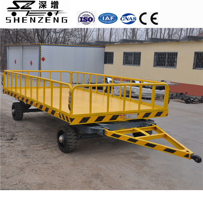 6吨运输平板拖车  站台式串联拖车 串联带护栏工具运输拖车