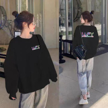 卫衣女加厚加绒秋冬圆领宽松hoodie情侣男女同款外套定制一件代发