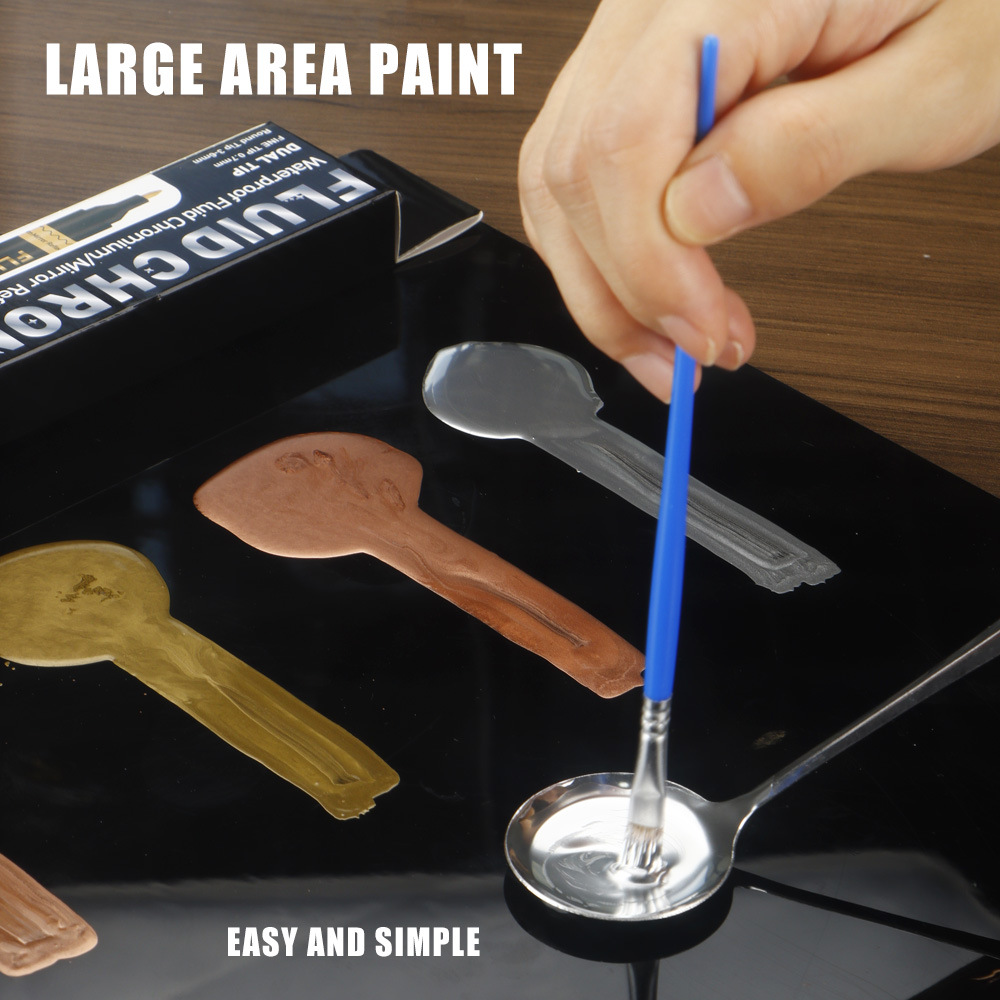 Pluma cromada de doble cabeza grande y pequeña Pluma de reparación de arañazos de modelo Gundam Pluma de pintura de retoque de color de metal Marcador de alto brillo al por mayor