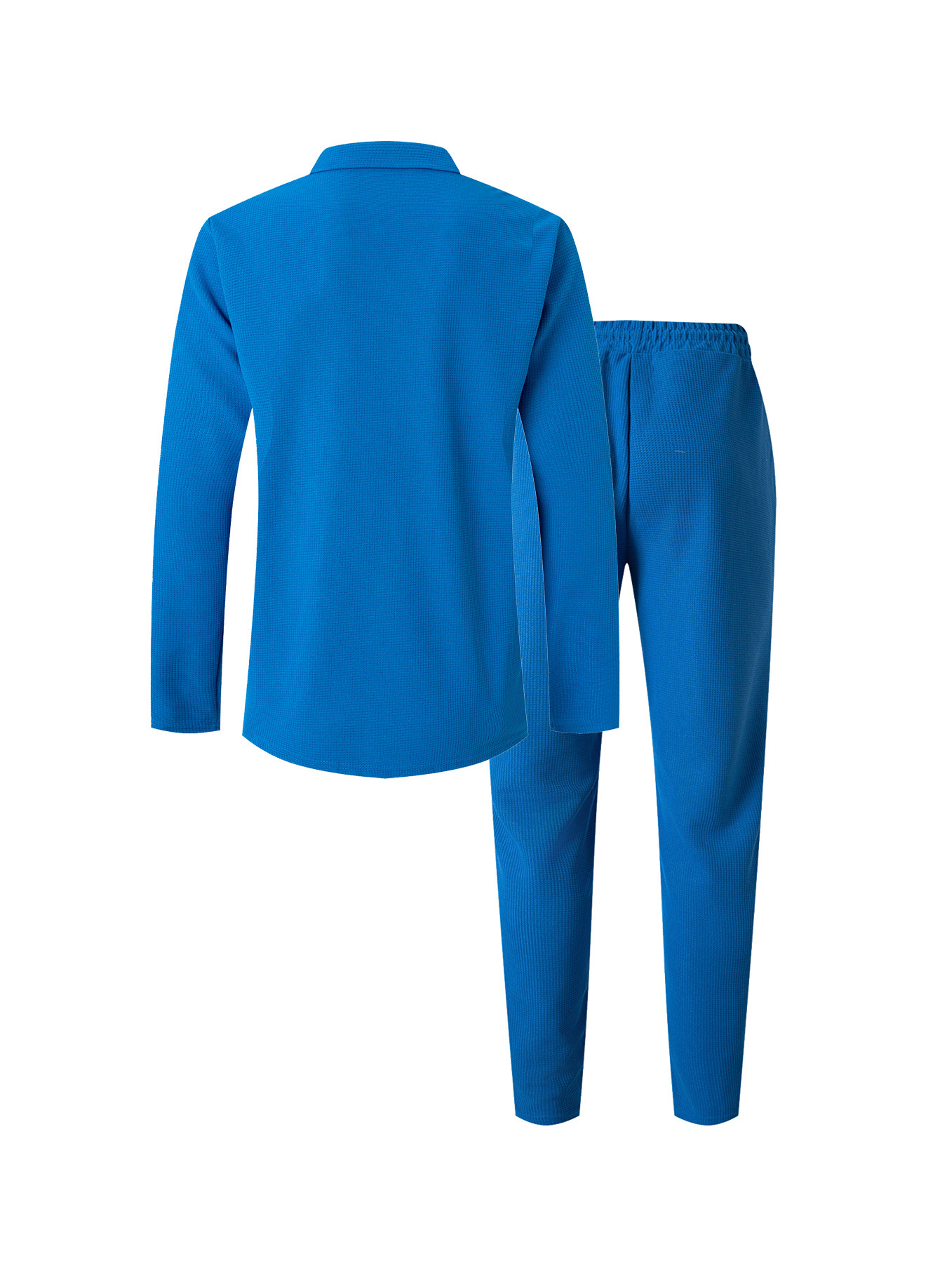 Herren Waffelstrick Business Anzug Set Mit Kragen Und Bindung_voghion.com