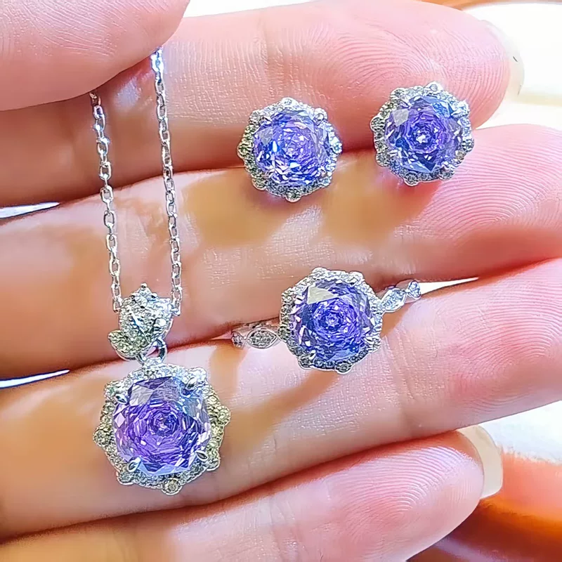 Pendant, necklace, stone inlay, earrings, ring, set
