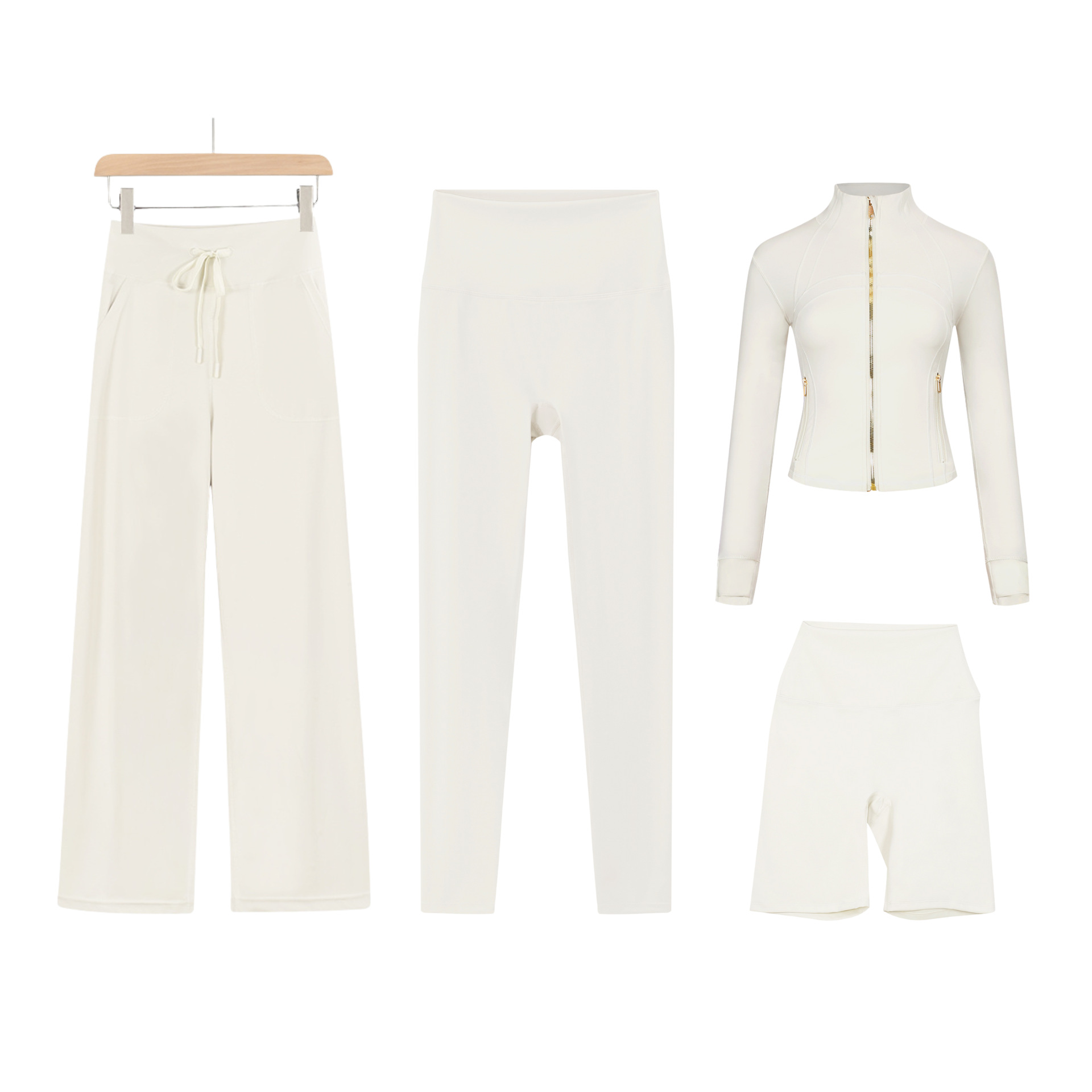 Women’s Four Piece Active Set With Cropped Pants And Jacket_voghion.com