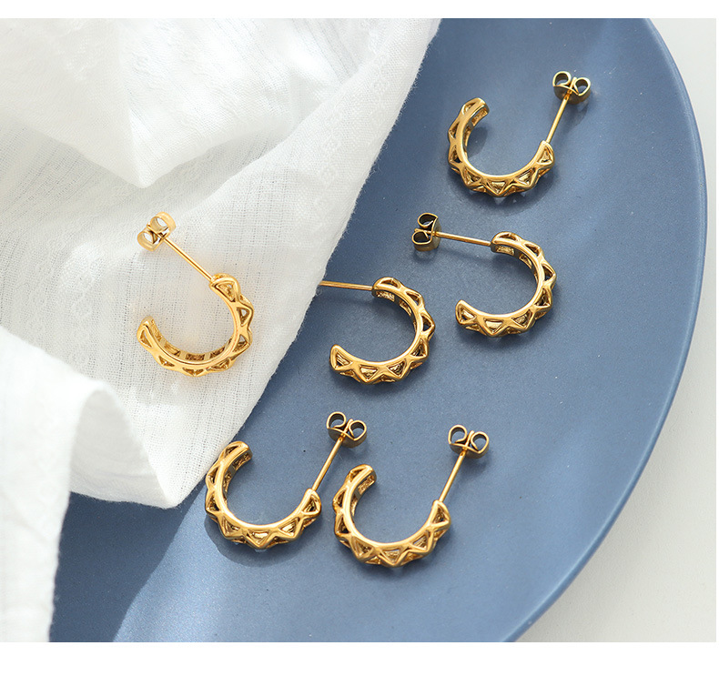 Simple Style C Shape Titanium Steel Ear Studs Plating Stainless Steel Earrings