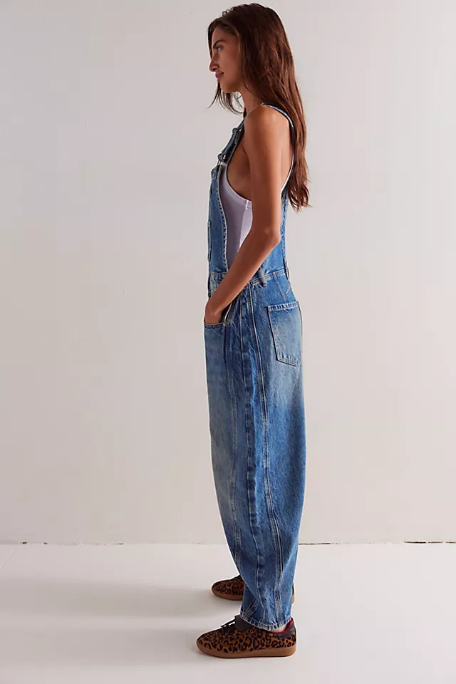 Damen Denim Latzhose Im Retro Stil Weiter Gerader Schnitt_voghion.com