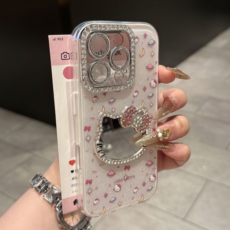 新しい立体猫ミラーダイヤモンド携帯電話ケース Apple 16pro 携帯電話ケース 15promax かわいい 14 に適しています|undefined