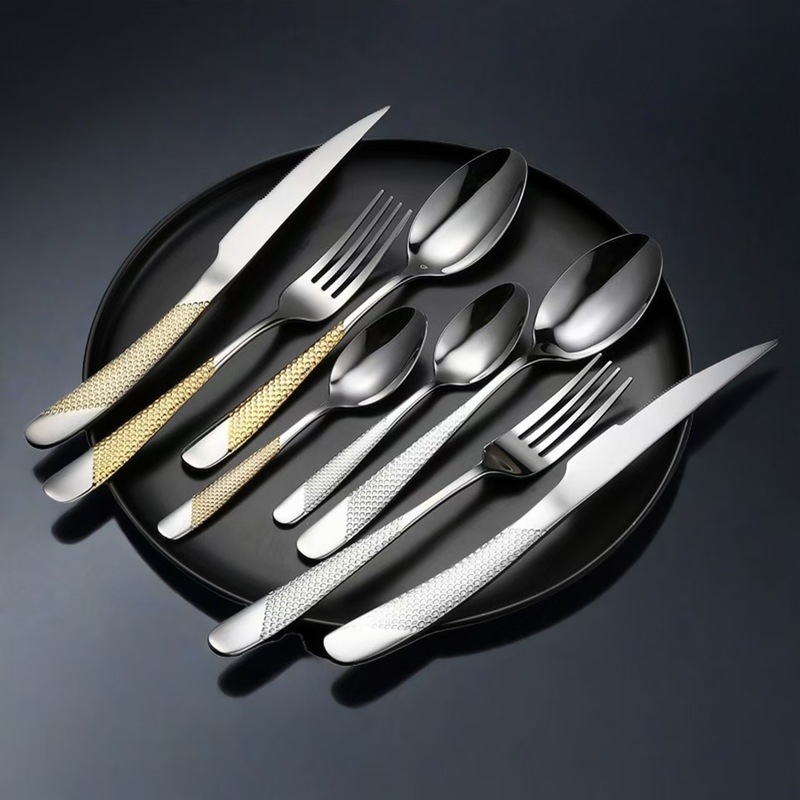 アマゾンスプーンステンレス食器星ドリル金メッキホテル4点セットステーキナイフフォークスプーンセットギフトボックス|undefined