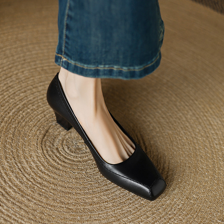 CHIKO Cabrera Square Toe Block Heels Pumps Shoes