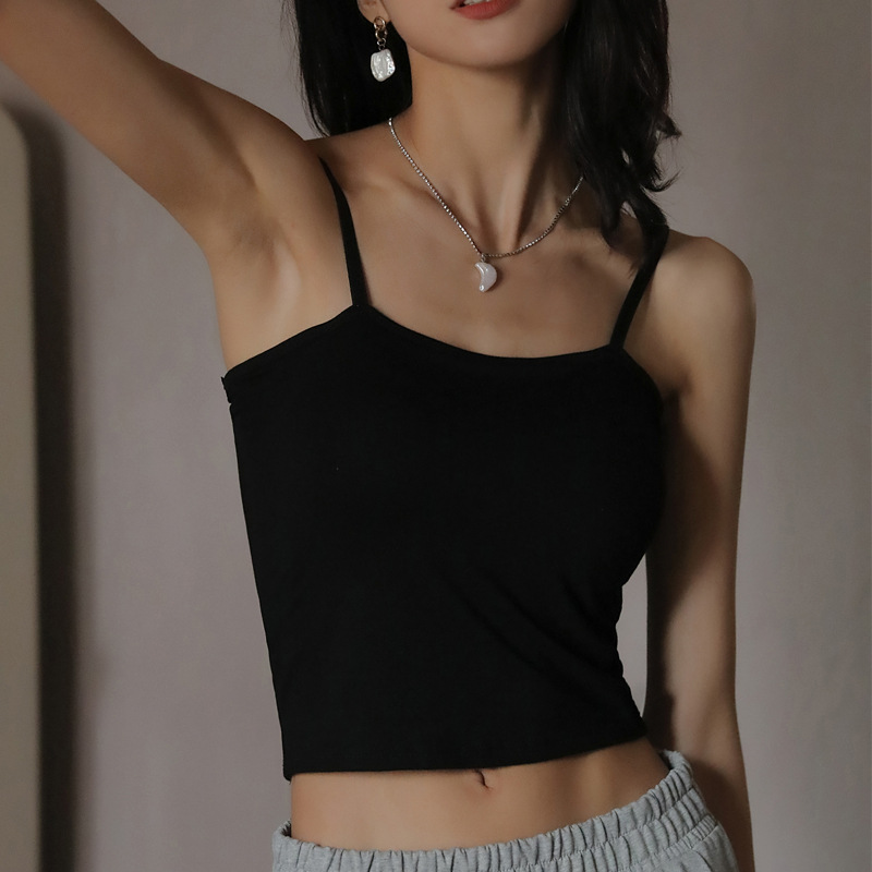 厳選カップ一体型インナーベースモーダル胸パッド付きキャミソール女性用夏アウターお腹カバー