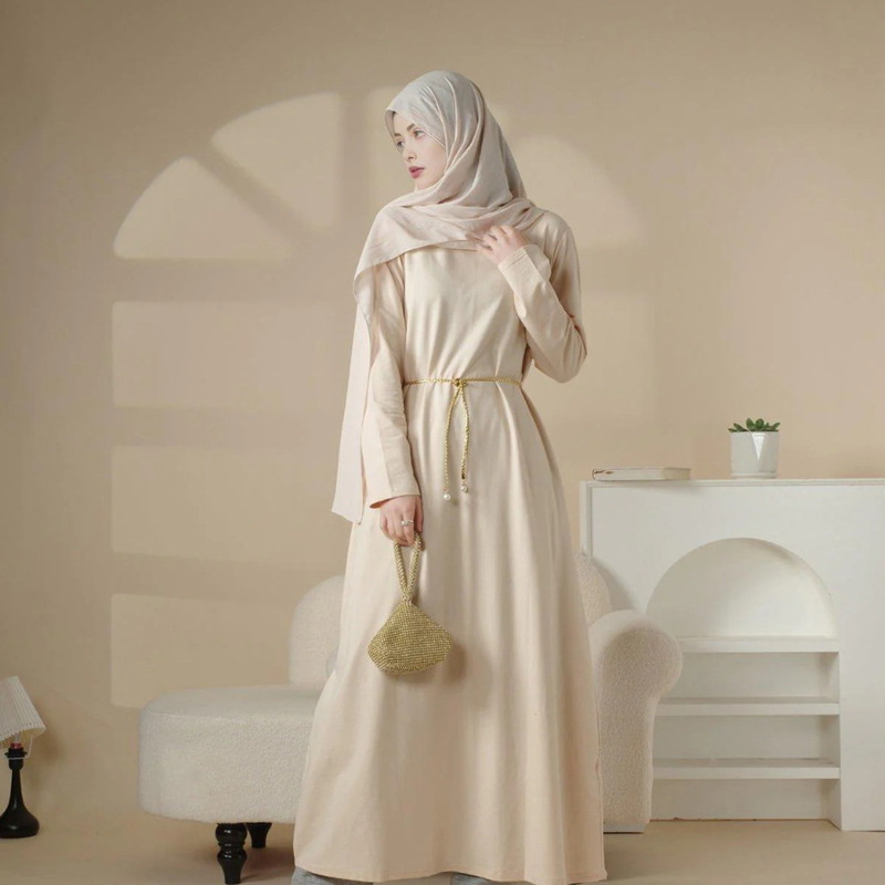 New Long-Sleeved Cotton Inner Dress, Sweet and Versatile Dress, Comes with a Belt, Direct Supply from the Source Factory New Long-Sleeved Cotton Inner Dress, Sweet and Versatile Dress, Comes with a Belt, Direct Supply from the Source Factory