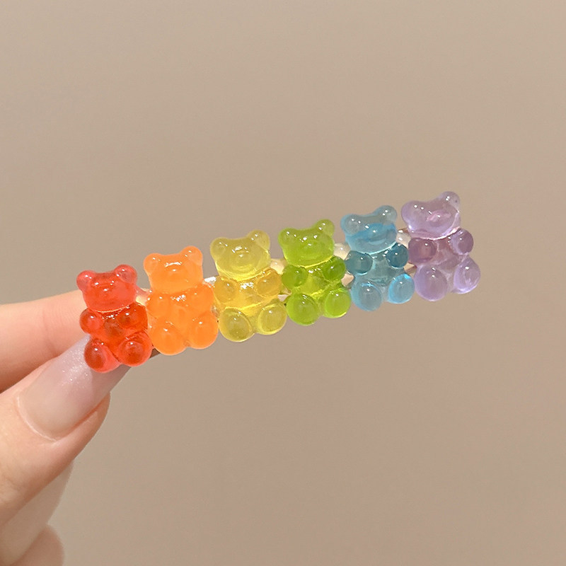 1# candy color jelly bear hair clip-7cm
