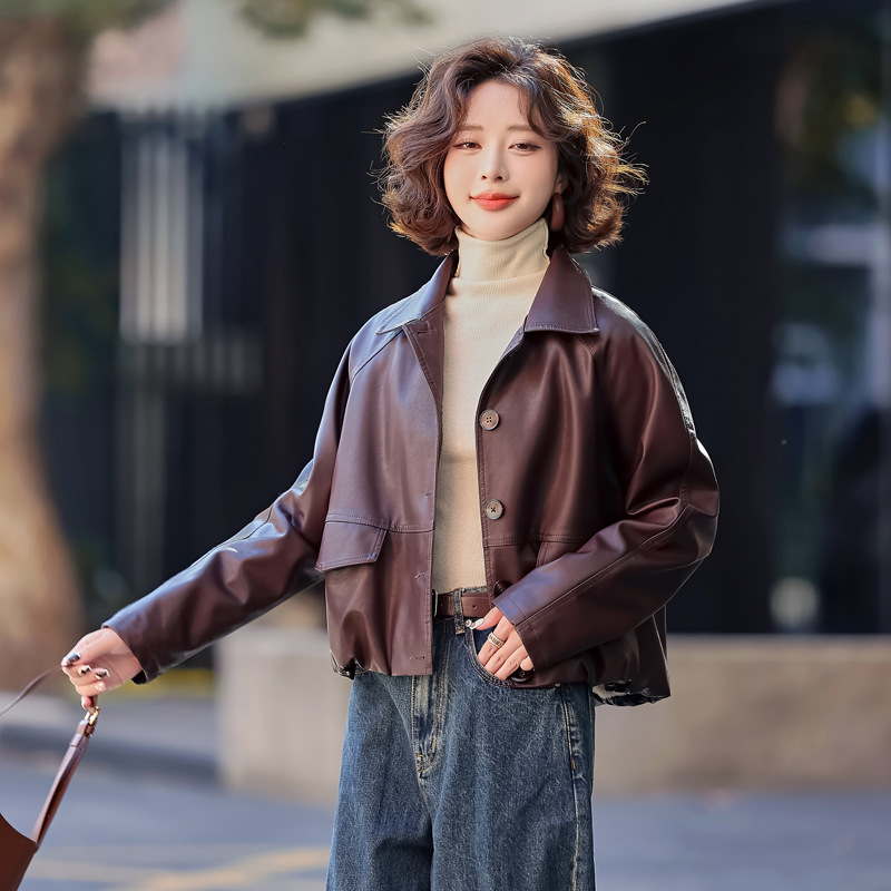 Pu Leather Coat Women's Short 2025 Spring New Style Small Design Casual Jacket Top YG82937