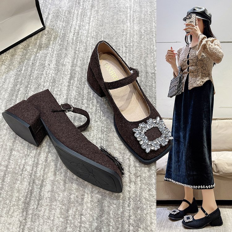 Romantic and delicate elegant retro autumn Mary Jane shoes with…