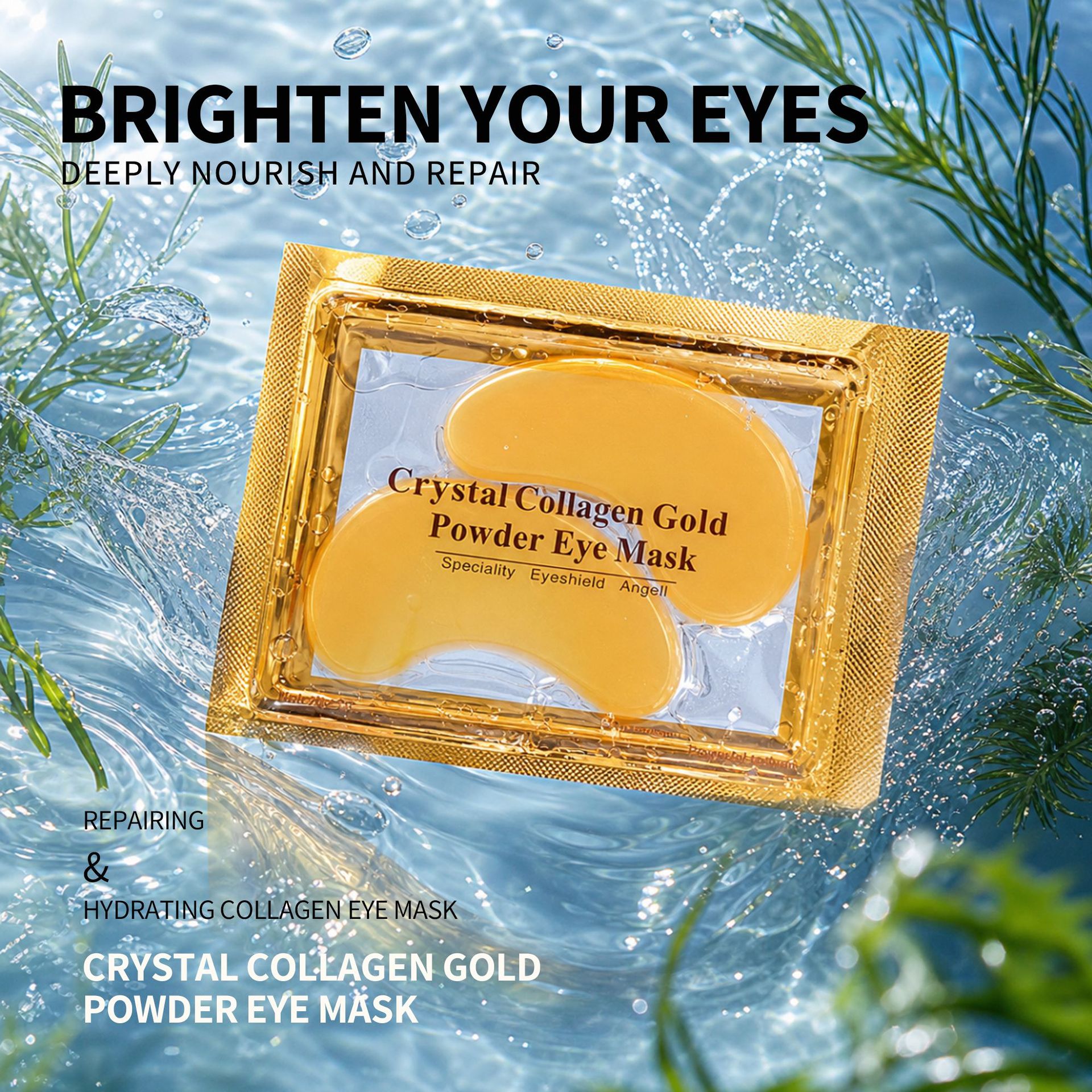 Source manufacturer of gold eye masks, skin-rejuvenating multi-colored crystal eye masks, hydrating, reducing eye wrinkles, collagen eye masks