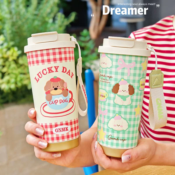Exquisite Stainless Steel Coffee Cup, High-Looking Cartoon Water Cup, Spray Ceramic Liner, Vacuum Cup, Student Gift Cup Wholesale