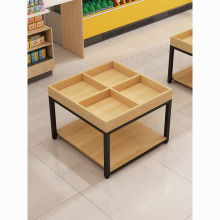 超市促销台堆头货架三层地堆牛奶油堆粮油展示架钢木质礼品特价台