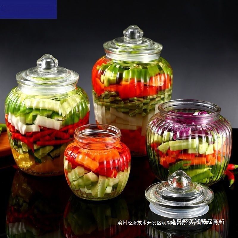 Glass sealed jar food-grade pickles kimchi jar household wine bottle…