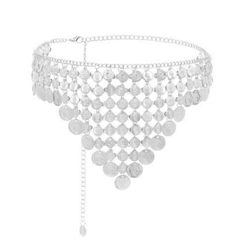  new style waist ornaments multi-layered alloy coin tassel waist chain fashion heavy industry adjustable belt wholesale Xinjiang