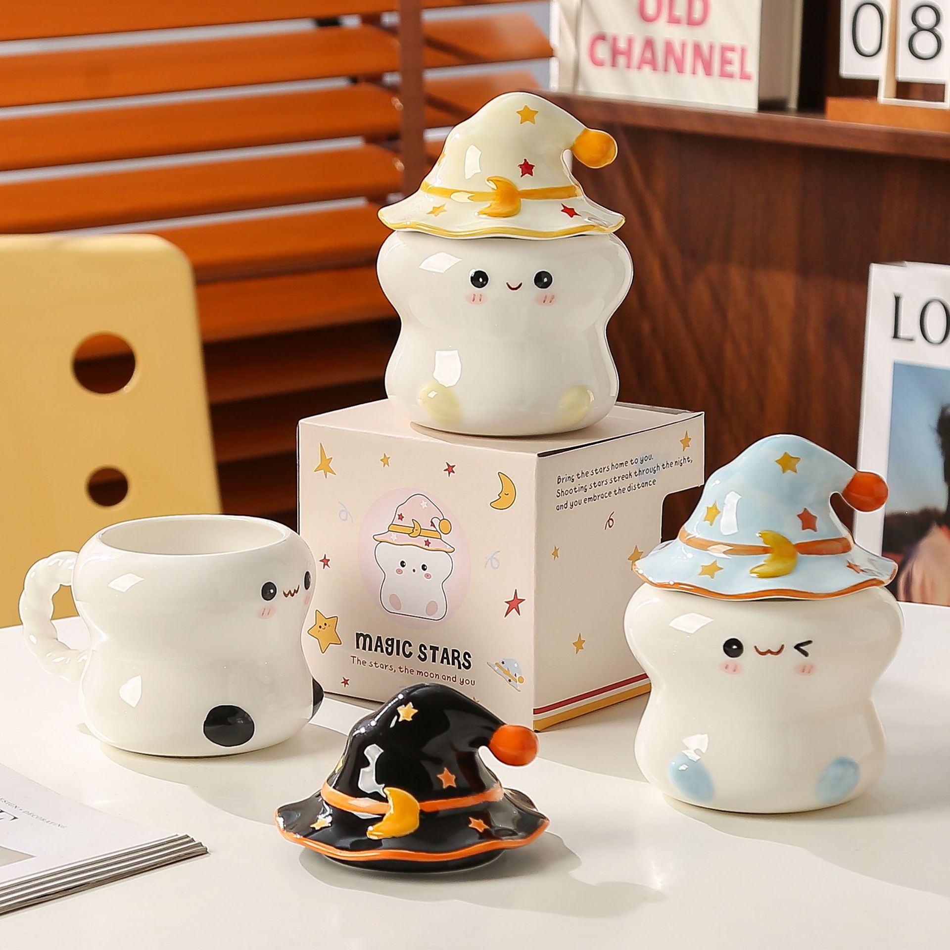 Extrañas y extrañas celebridades de Internet, lindos sombreros mágicos, estrellas, tazas de cerámica, tazas de café para el desayuno, recuerdos de alto valor