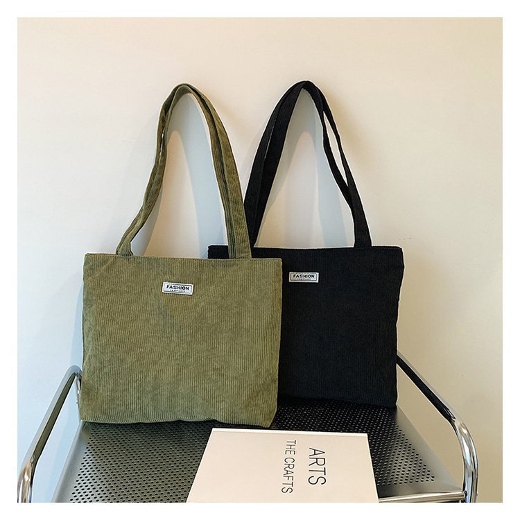 Shoulder Bag Bags Type Casual, Daily Occasion Corduroy Material Women's Large Corduroy Solid Color Streetwear Square Zipper Shoulder Bag