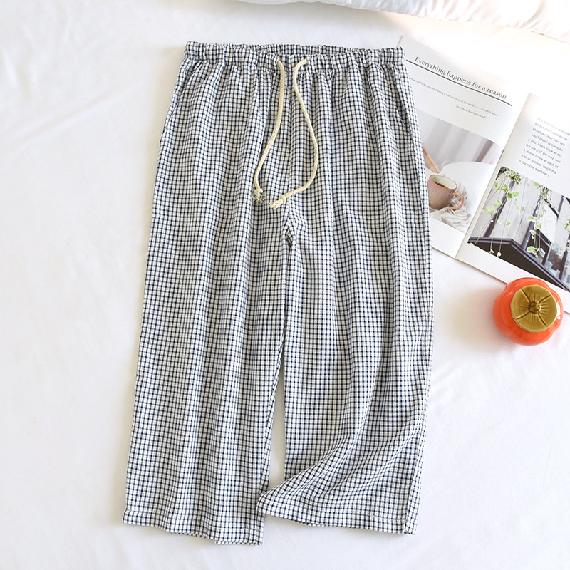 원사 염색 자카드 블루 블루 남성 작은 격자