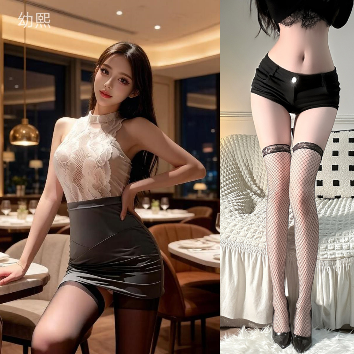 ◆개인 비서◆슈트 + 블랙 망사 스타킹