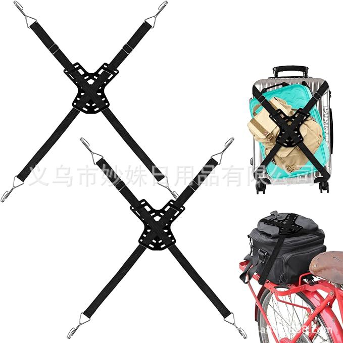 跨境4向扁平弹力绳防滑绳带橡胶垫 沙滩车越野自行车包粘扣带挂钩