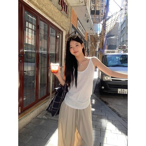 Summer 2025 Women's Hot Girl Snowflake Thin Cotton Strappy Backless Tank Top for Layering or Wearing Alone Sleeveless Cotton Linen Top, Versatile