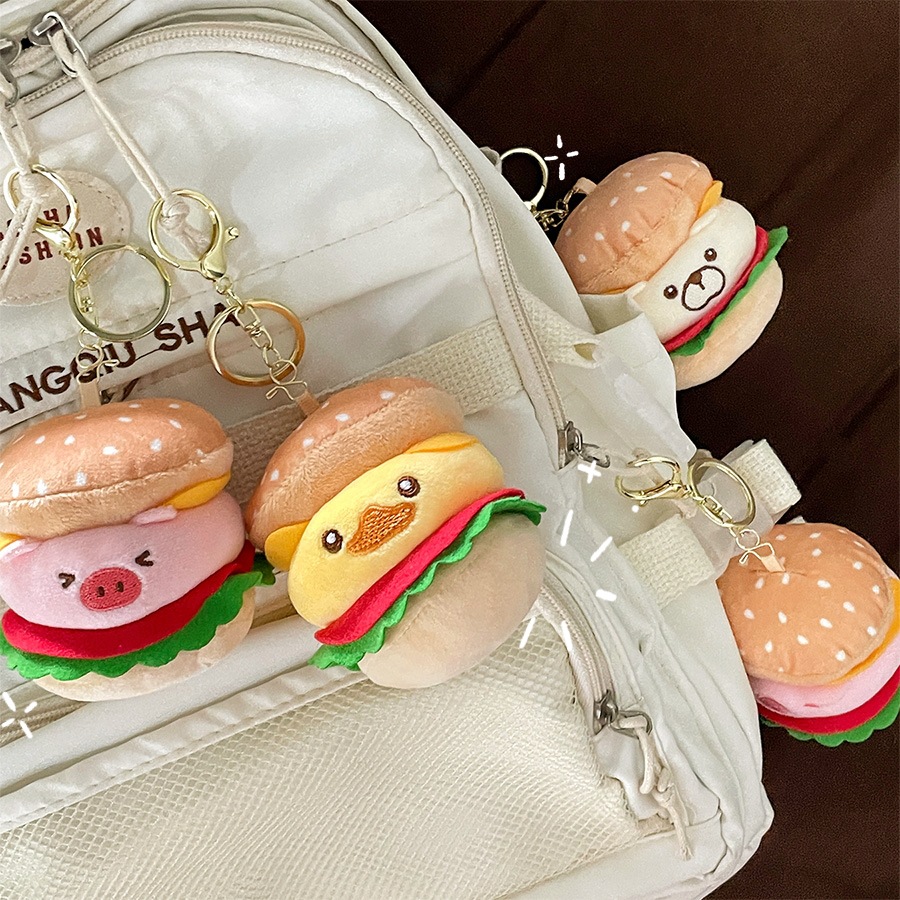 78g Weight Keychain Classification 1 Piece Quantity Daily Occasion 1 Piece Cute Hamburger PP Cotton Keychain
