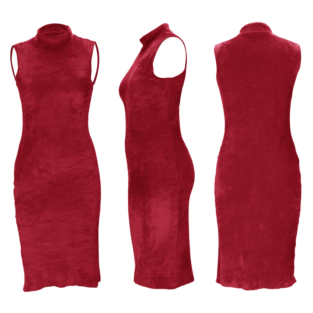 Completo due pezzi donna vestito in velluto e cardigan lungo_voghion.com