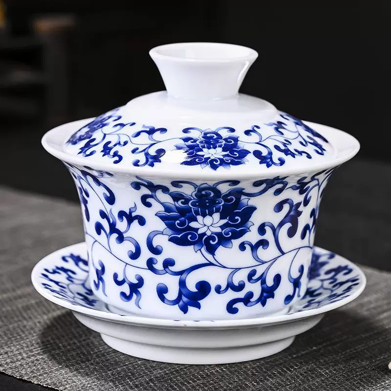 Blue and white ceramic tea cup, big tea set