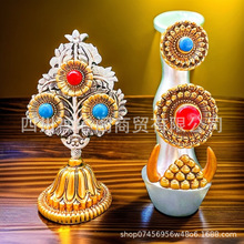 藏式民族用品朵玛食子花家用装饰彩绘树脂朵玛八供树脂摆件盒装