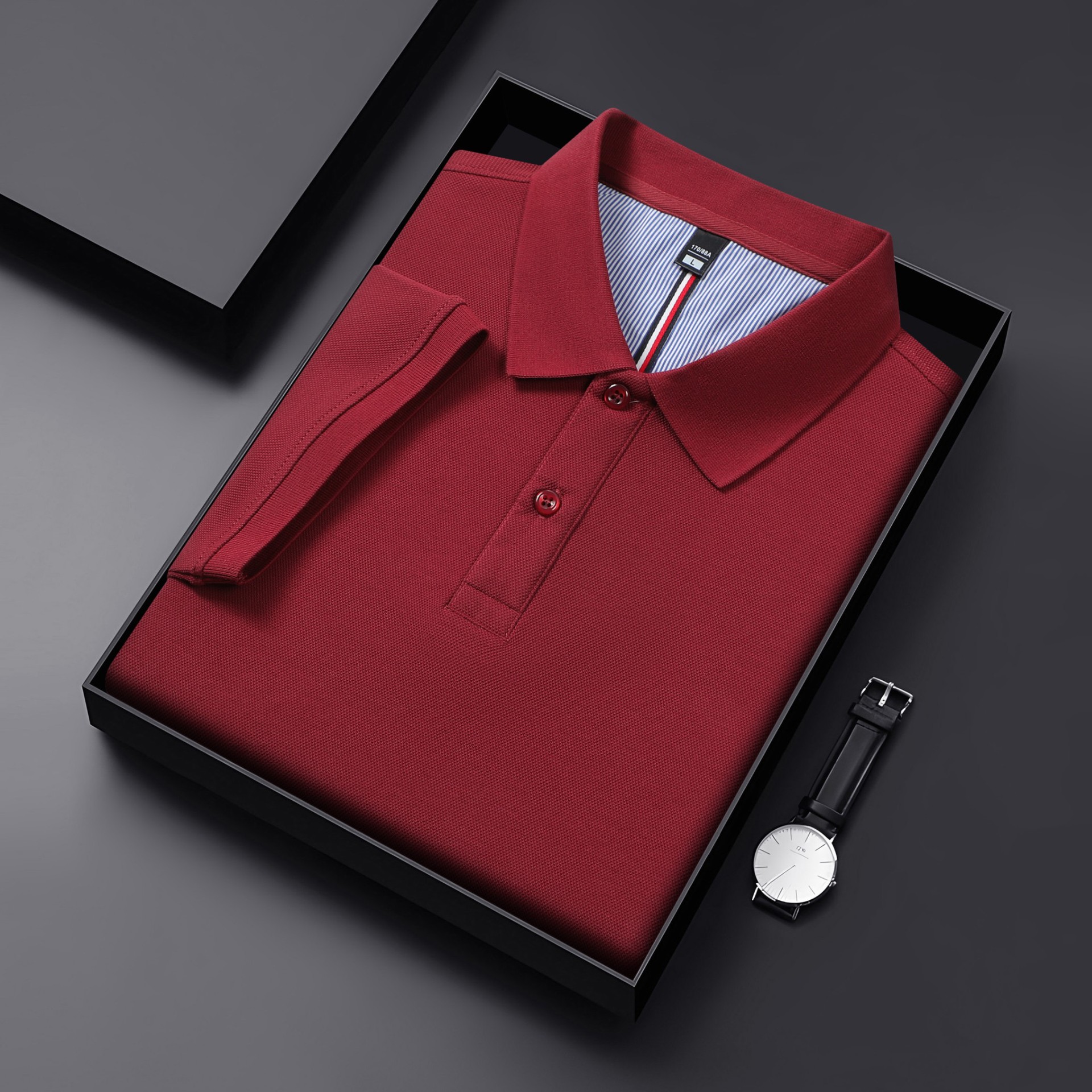 Verano pesado frío y transpirable 7A antibacteriano 65 algodón gran solapa de cuentas en vivo camisa POLO caliente camiseta de manga corta