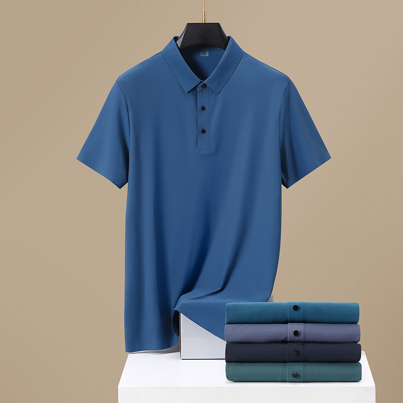 Camiseta de polo de hielo sin marcas de verano hombre elástico ligero de negocios frío camiseta de color sólido secado rápido casual manga corta al por mayor