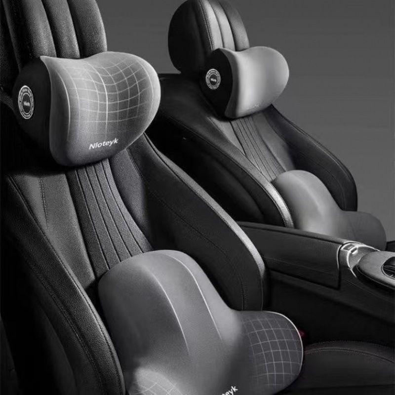 Logotipo personalizado coche de gama alta pequeño reposacabezas soporte lumbar cojín de espuma de memoria cojín lumbar respaldo almohada lumbar soporte para el cuello del coche