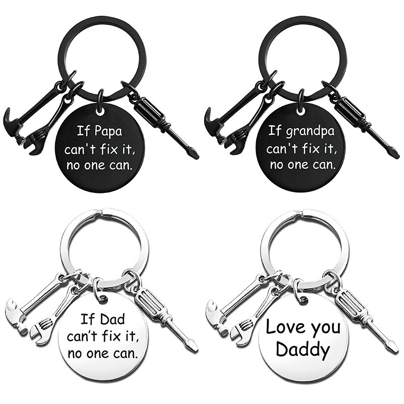European and American Cross-border Father's Day Gift Dad Tool Hammer Screwdriver Wrench Metal Keychain Pendant Gift