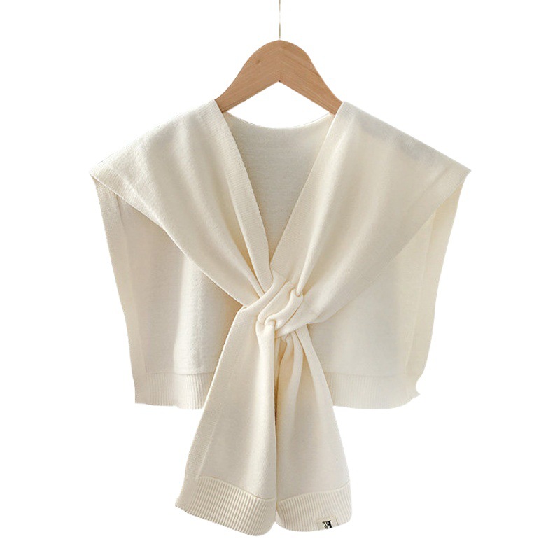 Solid color small shawl women's spring and autumn outer vest Korean style versatile ins trendy East Gate Internet celebrity knitted wool scarf