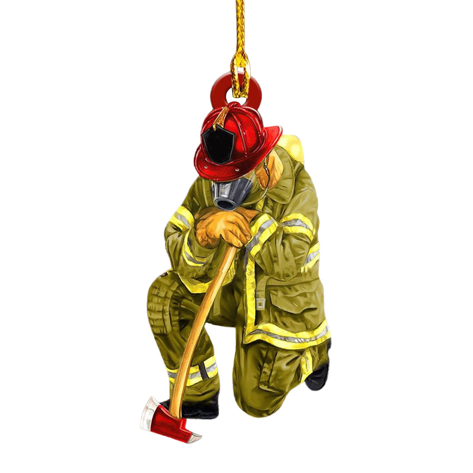 Bombero de dibujos animados transfronterizo colgante creativo hogar árbol de navidad decoración colgante de acrílico