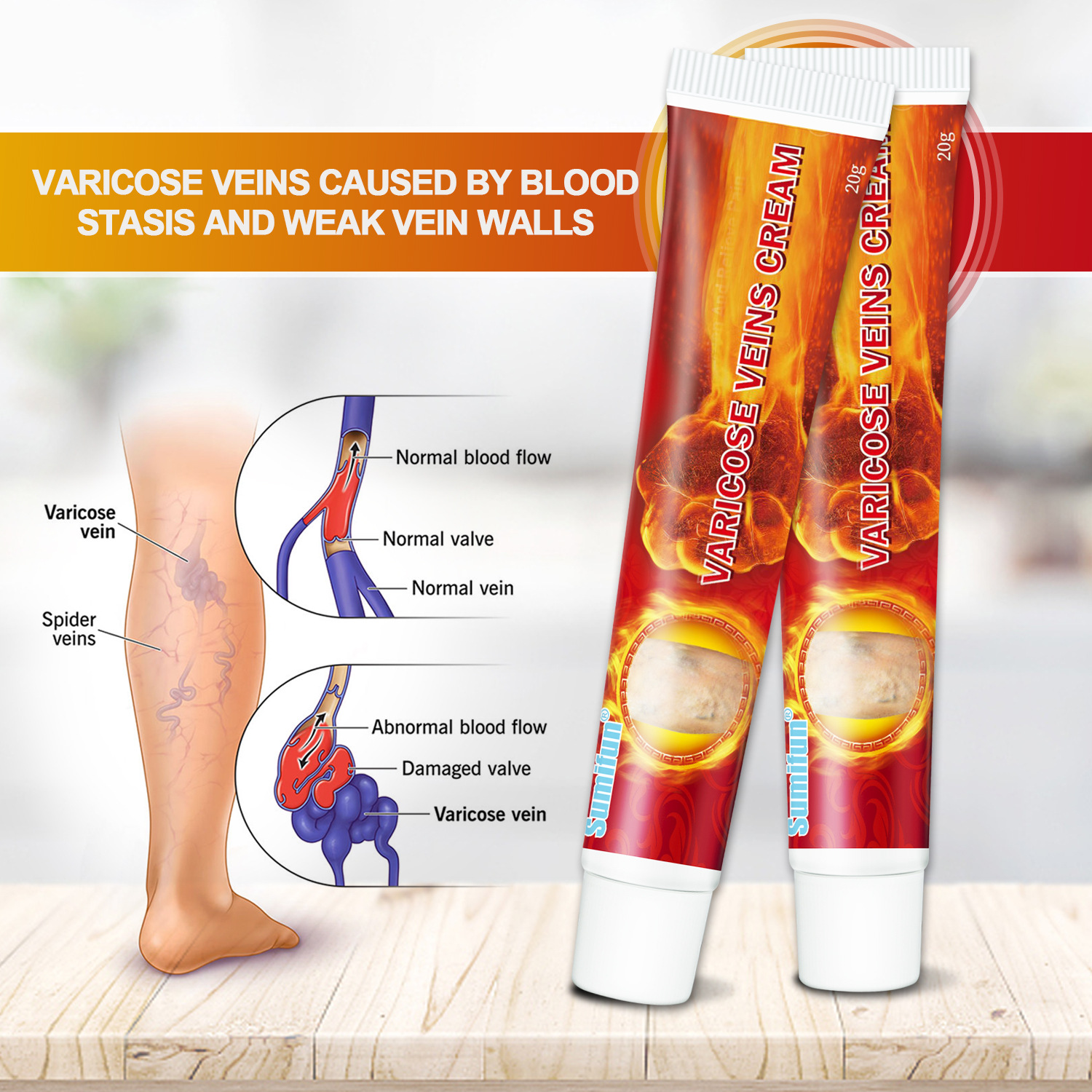 sumifun yeso transfronterizo amazonas crema de cuidado venoso maili shu gusano de tierra pierna vascular crema de salud al por mayor