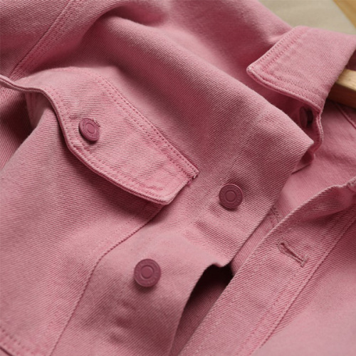 Retro fashionable pink denim jacket for women spring and autumn new loose casual chic jacket top