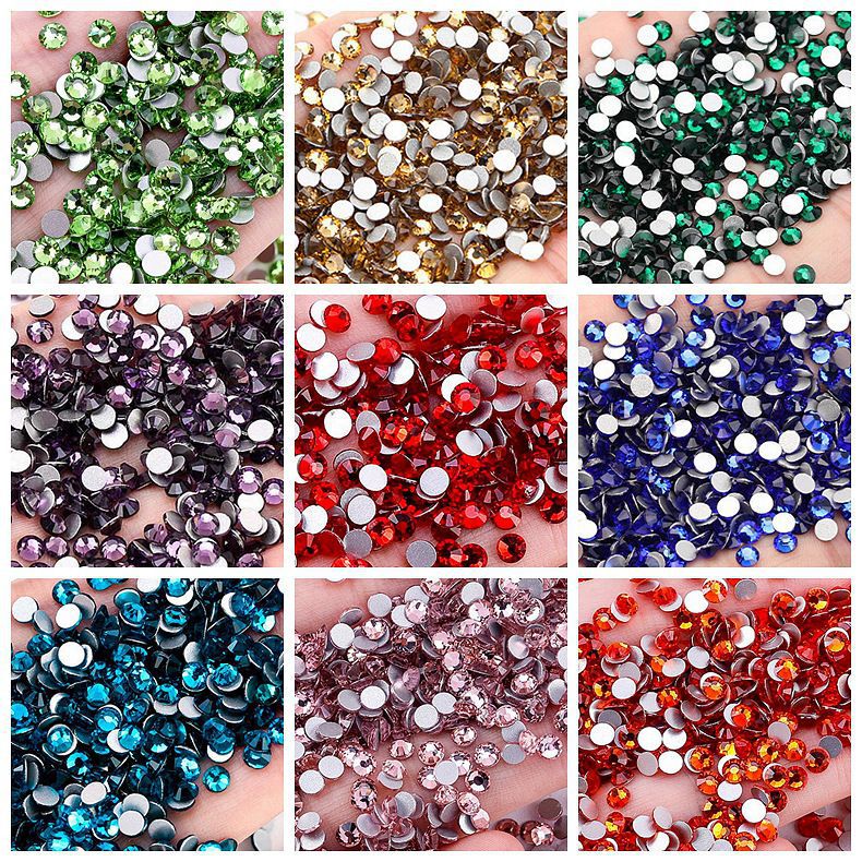 King Fan with Diamonds 1440 Pieces Per Pack Glass Flats Bottom Nail Art Crystal Diamonds DIY Colorfulful Round Jewelry Nail Diamonds