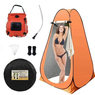 Kempinq və səyahət – Emergencies, Folding Toilet Tent - single-12m-orange-tent-orange-shower-bag